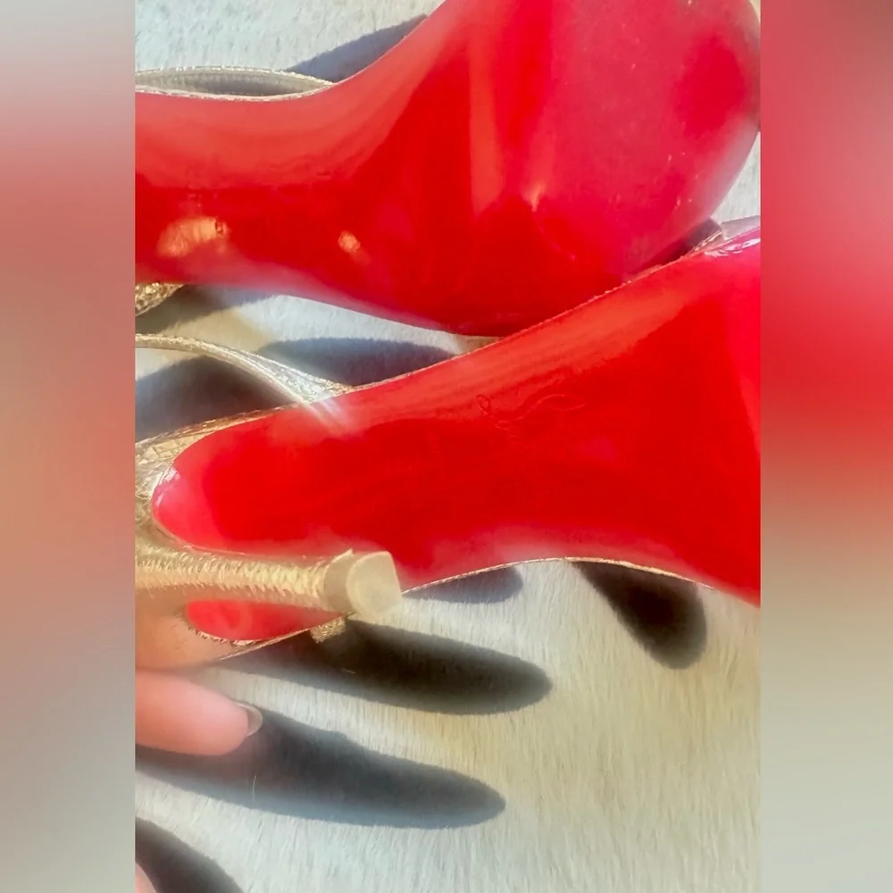 Christian Loubouton Rosalie Gold slingbacks
